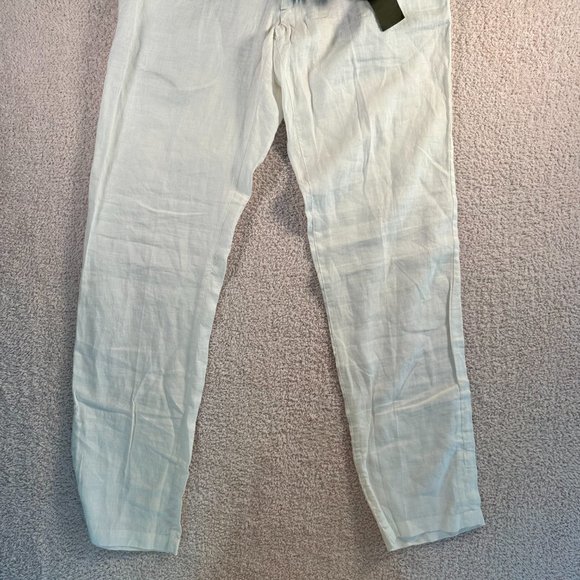 Ganesh Mens White Linen Trouser Pants Size 34 Classic Summer Utility Preppy NWT - Picture 3 of 12
